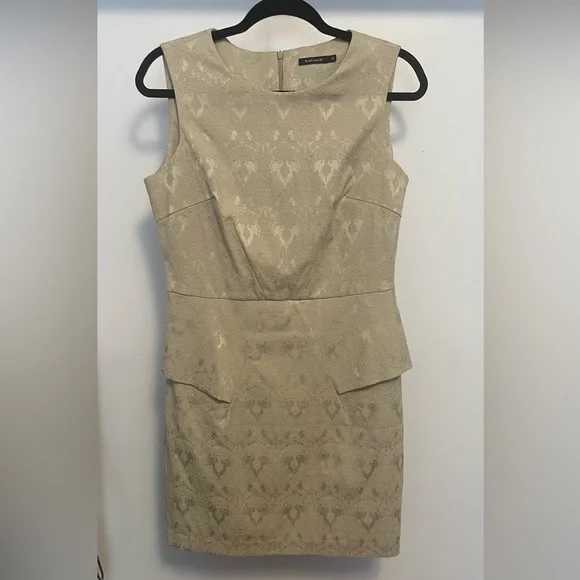 Dresses | Beige Jacquard Dress | Poshmark